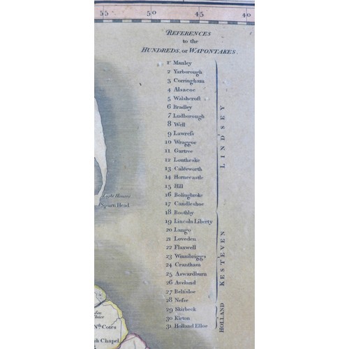 103 - John Cary (British, 1754-1835): a map of Lincolnshire, dated 1801, framed and glazed, 60 by 51cm.