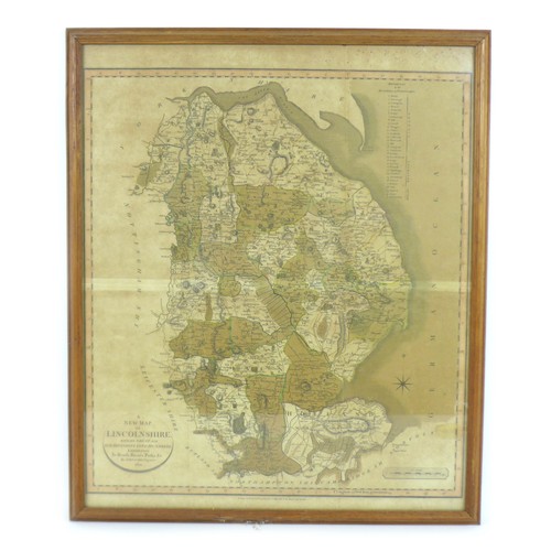 103 - John Cary (British, 1754-1835): a map of Lincolnshire, dated 1801, framed and glazed, 60 by 51cm.