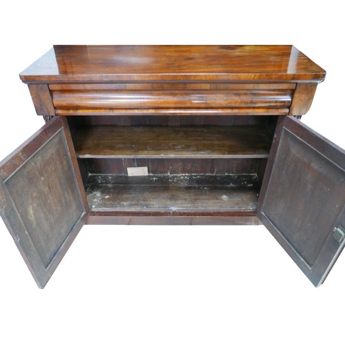 149 - A Victorian mahogany chiffonier, with double doors to its base enclosing a single shelved interior, ... 