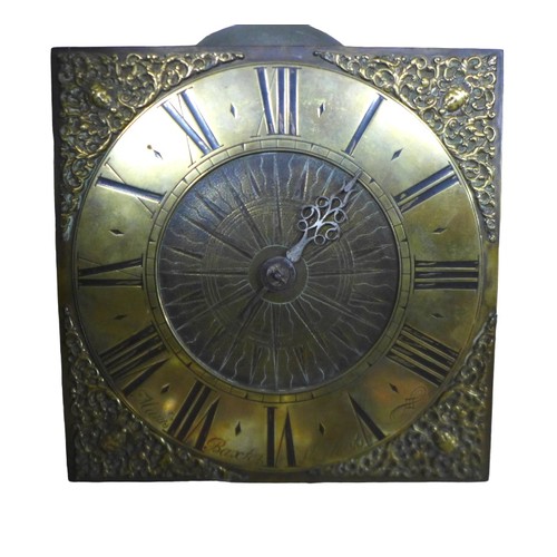 189 - A Manister Baxter, St Neots 30-hour oak long-case clock, brass dial with Roman numerals and pierced ... 