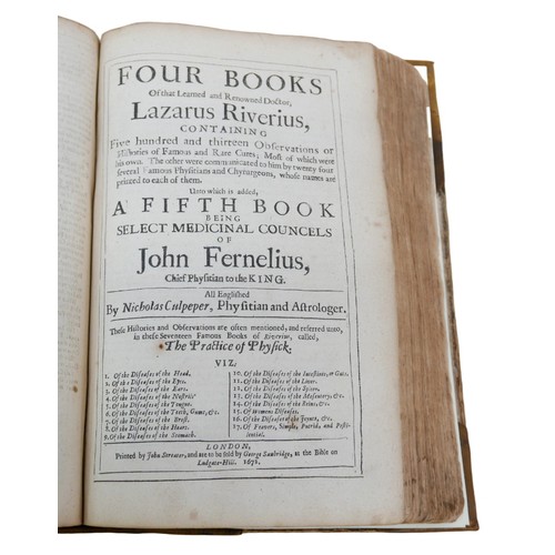 89 - Lazarus Riverius/Nicholas Culpeper 'A Practice of Physick' without frontispiece and complete index, ... 