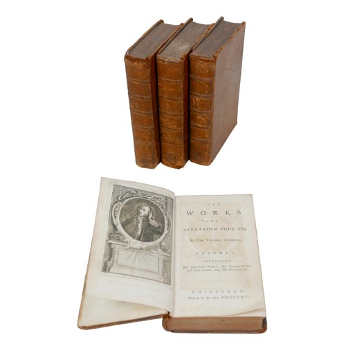 85 - Alexander Pope 'The Works of Alexander Pope Esq.' four volumes, 16mo, full bound in calf skin leathe... 