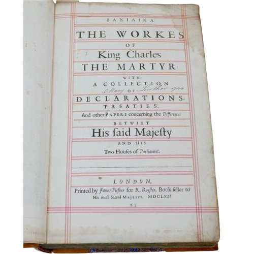 90 - Richard Royston 'The Works of Charles I with his life and martyrdome', Folio, rebound in half calf s... 