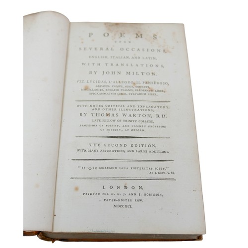 87 - A collection of early 19th century and later English Literature, including Thomas Warton 'Poems upon... 