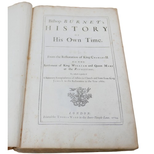 78 - Five 18th century theological and general literature books, including Bishop Burnet 'History of his ... 