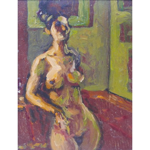 123 - Gabor Miklossy (Romanian, 1912-1988): an impressionist study of female nude in a resting pose, oil o... 