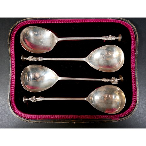 53 - A cased set of four George V silver apostle serving spoons, Wakely & Wheeler, London 1911, each 19cm... 