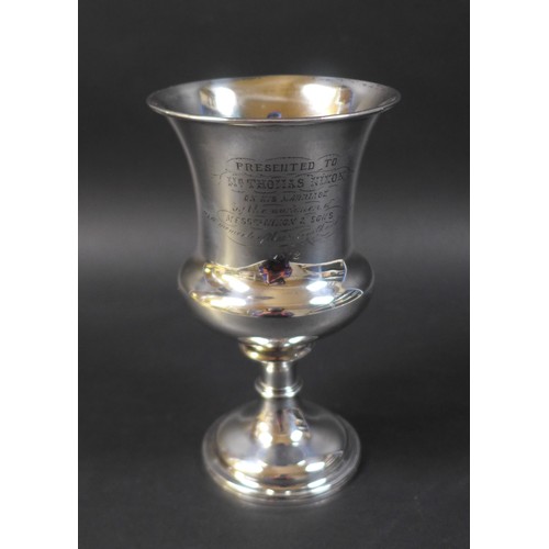 31 - A William IV silver goblet, with later presentation inscription 'Presented to Mr. thomas Nixon on hi... 