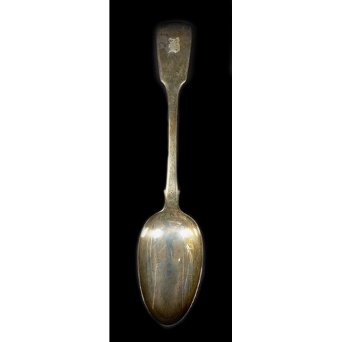 41 - A collection of Georgian flatware, comprising a group of four crested tablespoons, London 1813, Will... 