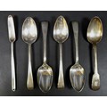 A collection of Georgian flatware, comprising a group of four crested tablespoons, London 1813, Will... 
