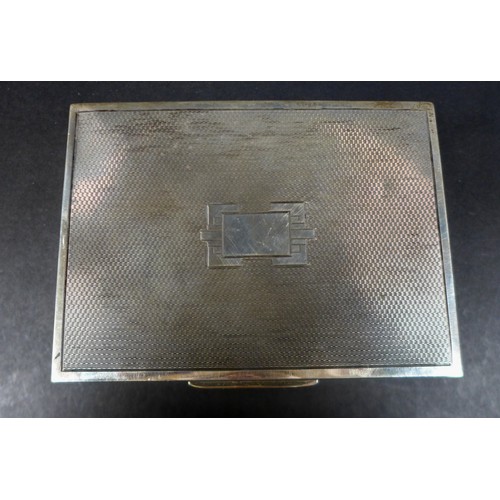 37 - A group of three Edwardian silver cigarette boxes, machine turned decorations to lid, with cedar woo... 