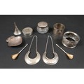 A collection of ERII and other silver, including an Arts and Crafts style planished caddy spoon, Whi... 