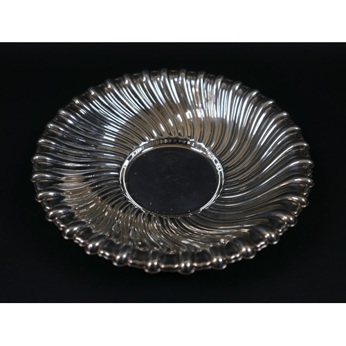 5 - A modern silver dish, with gadrooned sides, Victoria Silverware Ltd, Birmingham 1998, 22 by 4.5cm hi... 
