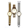 A group of three modern stainless steel and gold plated gentleman's wristwatches, all with circular ... 
