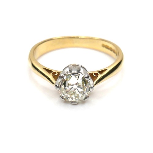 254 - An 18ct gold and diamond solitaire ring, the old cut stone of approximately 1.25ct, size P, 4.5g.