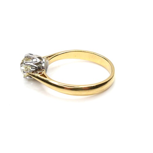 254 - An 18ct gold and diamond solitaire ring, the old cut stone of approximately 1.25ct, size P, 4.5g.