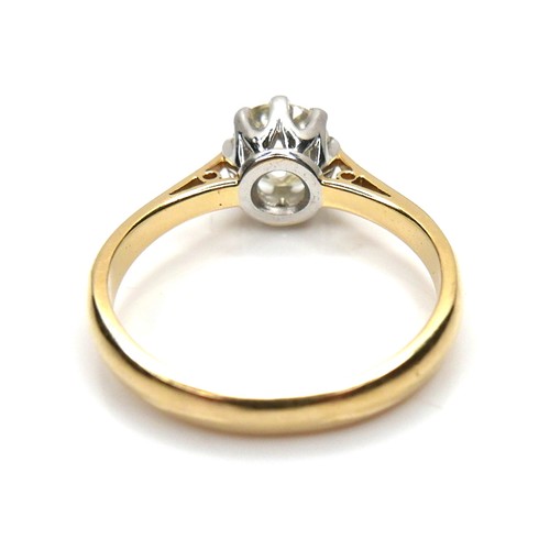 254 - An 18ct gold and diamond solitaire ring, the old cut stone of approximately 1.25ct, size P, 4.5g.