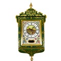 A modern Maltese wall clock, with green and gilt painted case, pediment centred by a Maltese cross, ... 