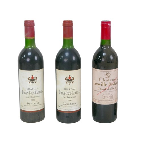 150 - Vintage wine: a mixed parcel of red wine, comprising a bottle of Chateau Leovilee Poyferre Saint Jul... 