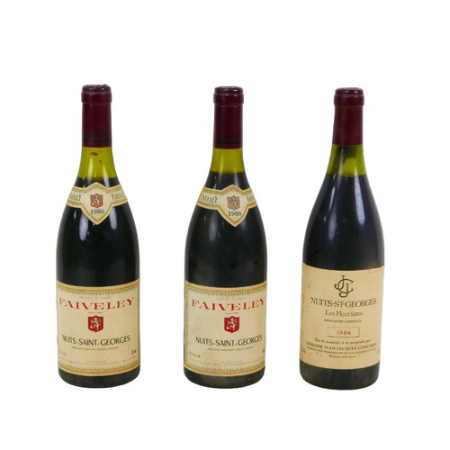 139 - Vintage wine: three bottles of Nuits-Saint-Georges wine, comprising a bottle of Les Fleurieres Domai... 