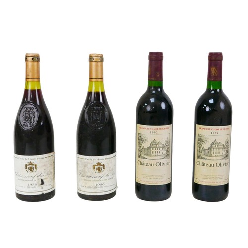 151 - Vintage wine: a mixed parcel of red wine, comprising two bottles Chateau Olivier Grand Cru Classe de... 