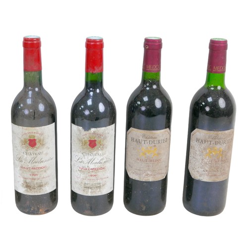 125 - Vintage wine: a mixed parcel of Haut-Medoc red wine, comprising two bottles Chateau Haut-Duriez  199... 