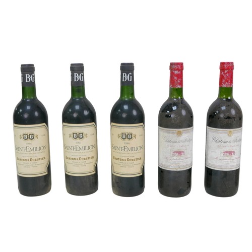 145 - Vintage wine: a mixed parcel of Saint-Emilion red wine, comprising three bottles Barton & Guestier 1... 