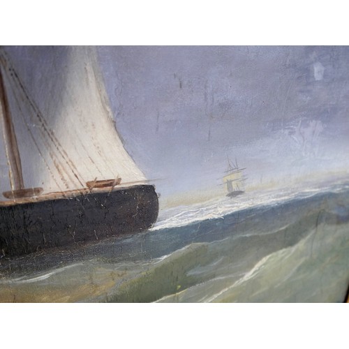 178 - T. Watson (British, 19th/20th century): a marine scene with steamship, large oil on canvas, signed, ... 