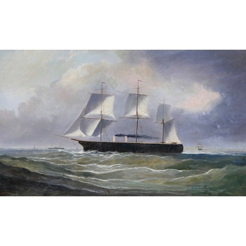 178 - T. Watson (British, 19th/20th century): a marine scene with steamship, large oil on canvas, signed, ... 