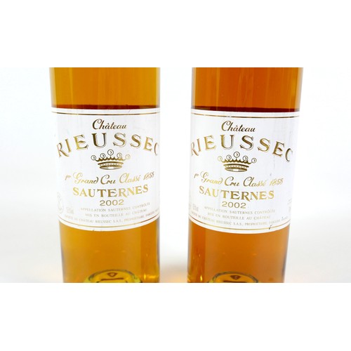 135 - Vintage Wine: two bottles of Chateau Rieussec, 2002, Sauternes, Grand Cru, U: low neck. (2)