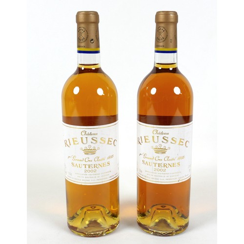 135 - Vintage Wine: two bottles of Chateau Rieussec, 2002, Sauternes, Grand Cru, U: low neck. (2)