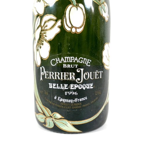 148 - A bottle of Perrier-Jouët Champagne, Belle Epoque, Brut, 1996, U: 1cm inverted.