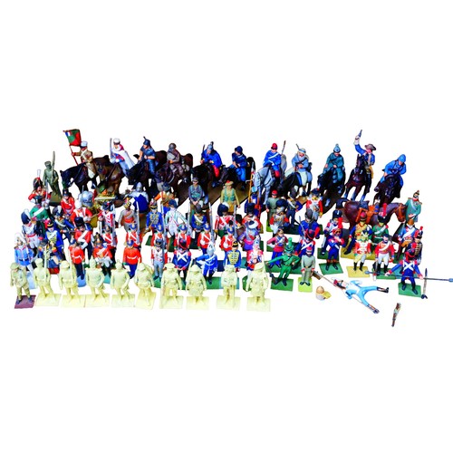 98 - A collection of over sixty assorted toy soldiers, comprising eleven Del Prado cavalry and one infant... 