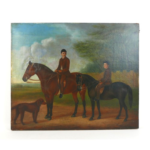 177 - A. S. Bishop (British, fl. 1874-1889): horses and riders, two Victorian oils on canvas, both signed ... 