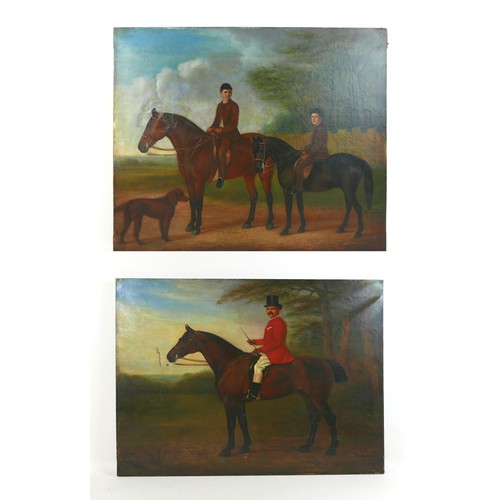 177 - A. S. Bishop (British, fl. 1874-1889): horses and riders, two Victorian oils on canvas, both signed ... 