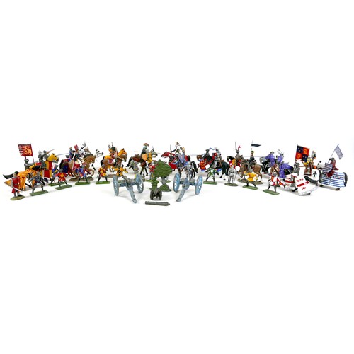 89 - A collection of model cast metal military figures, including mostly Britains English Middle Ages - K... 