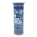A Chinese Qing Dynasty, late 19th / early 20th century, porcelain sleeve vase with flared rim, decor... 