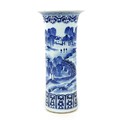 A Chinese Qing Dynasty, late 19th / early 20th century, porcelain sleeve vase with flared rim, decor... 