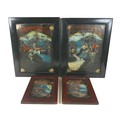 A group of four, early/mid 20th century Chinese lacquered wooden panels, of traditional Chinese land... 