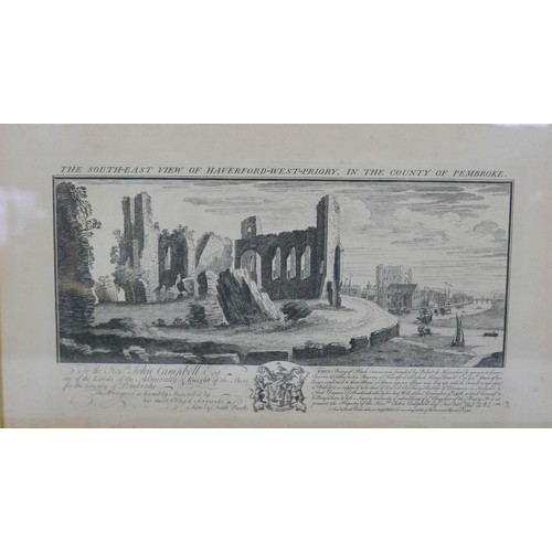 159 - A group of six etchings, primarily by Samuel & Nathaniel Buck, showing views of Somerton Castle, nea... 