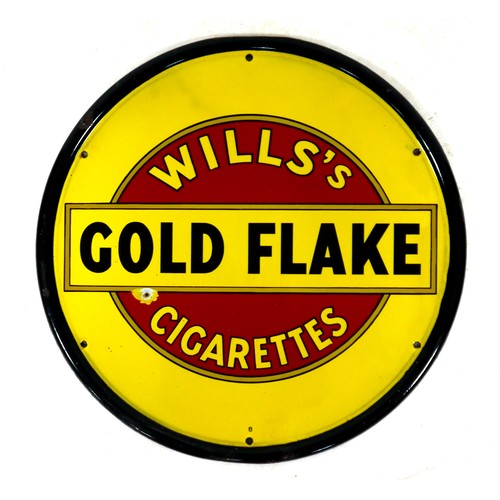 187 - An early 20th century Gold Flake Will's Cigarettes enamel advertising sign, circular single sided, b... 