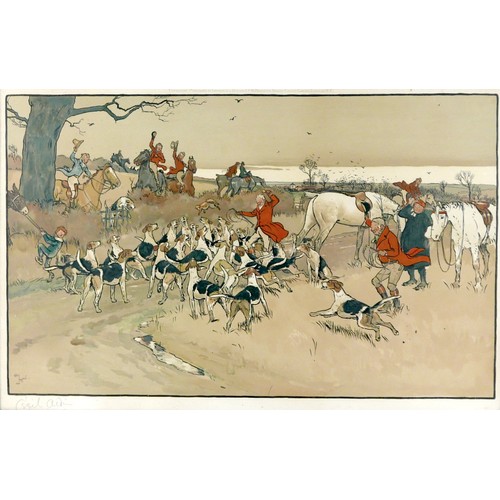 168 - After Cecil Charles Windsor Aldin RBA (British, 1870-1935): 'The Fallowfield Hunt', a set of six chr... 