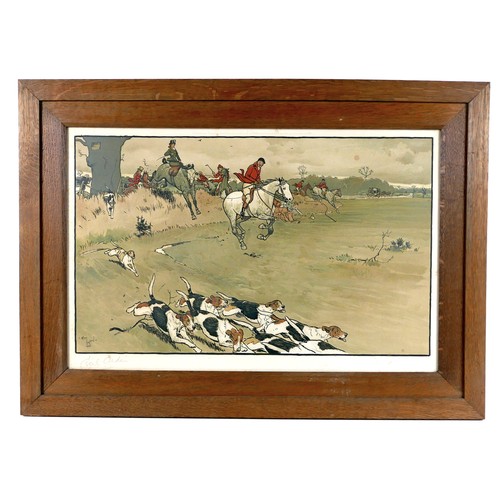 168 - After Cecil Charles Windsor Aldin RBA (British, 1870-1935): 'The Fallowfield Hunt', a set of six chr... 