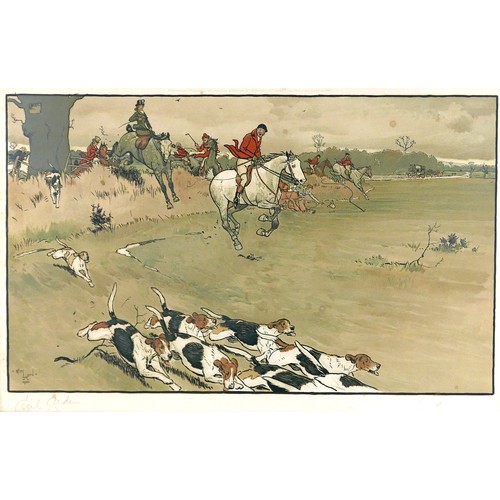 168 - After Cecil Charles Windsor Aldin RBA (British, 1870-1935): 'The Fallowfield Hunt', a set of six chr... 