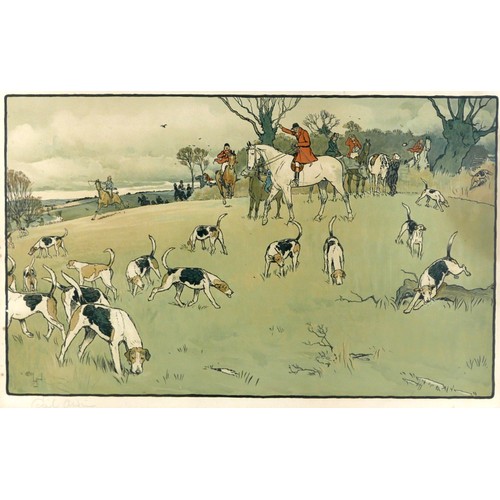 168 - After Cecil Charles Windsor Aldin RBA (British, 1870-1935): 'The Fallowfield Hunt', a set of six chr... 