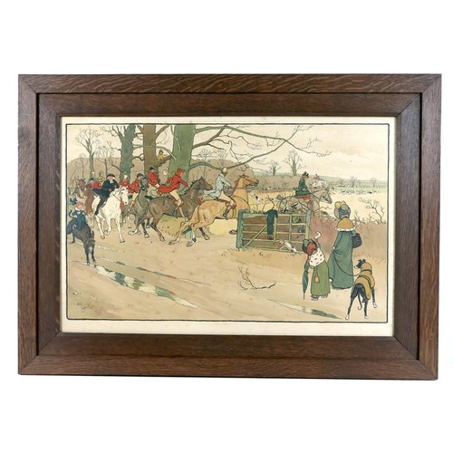 168 - After Cecil Charles Windsor Aldin RBA (British, 1870-1935): 'The Fallowfield Hunt', a set of six chr... 