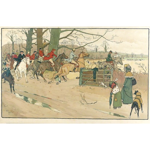 168 - After Cecil Charles Windsor Aldin RBA (British, 1870-1935): 'The Fallowfield Hunt', a set of six chr... 