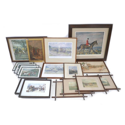 161 - A group of hunting prints, all glazed and framed, including a pencil signed Lionel Edwards, Alfred M... 