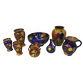 A mixed group of ceramics, including vases, jugs, largest 13cm high, and a fruit bowl, 21.5 by 21.5 ... 
