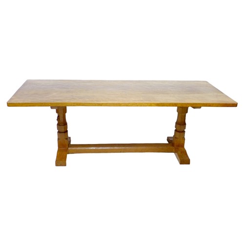 279 - Robert 'Mouseman' Thompson of Kilburn (British, 1876-1955): an oak refectory table, circa 1960s, the... 